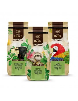 Café Britt® — Costa Rican Habitat kafijas komplekts (12 oz.) (3 iepakojumi) (Sloth, Lapa & Cariblanco) — kafijas pupiņas, arabikas kafija, košers, bez lipekļa, gardēdis un vidēji gaišs un tumšs grauzdējums